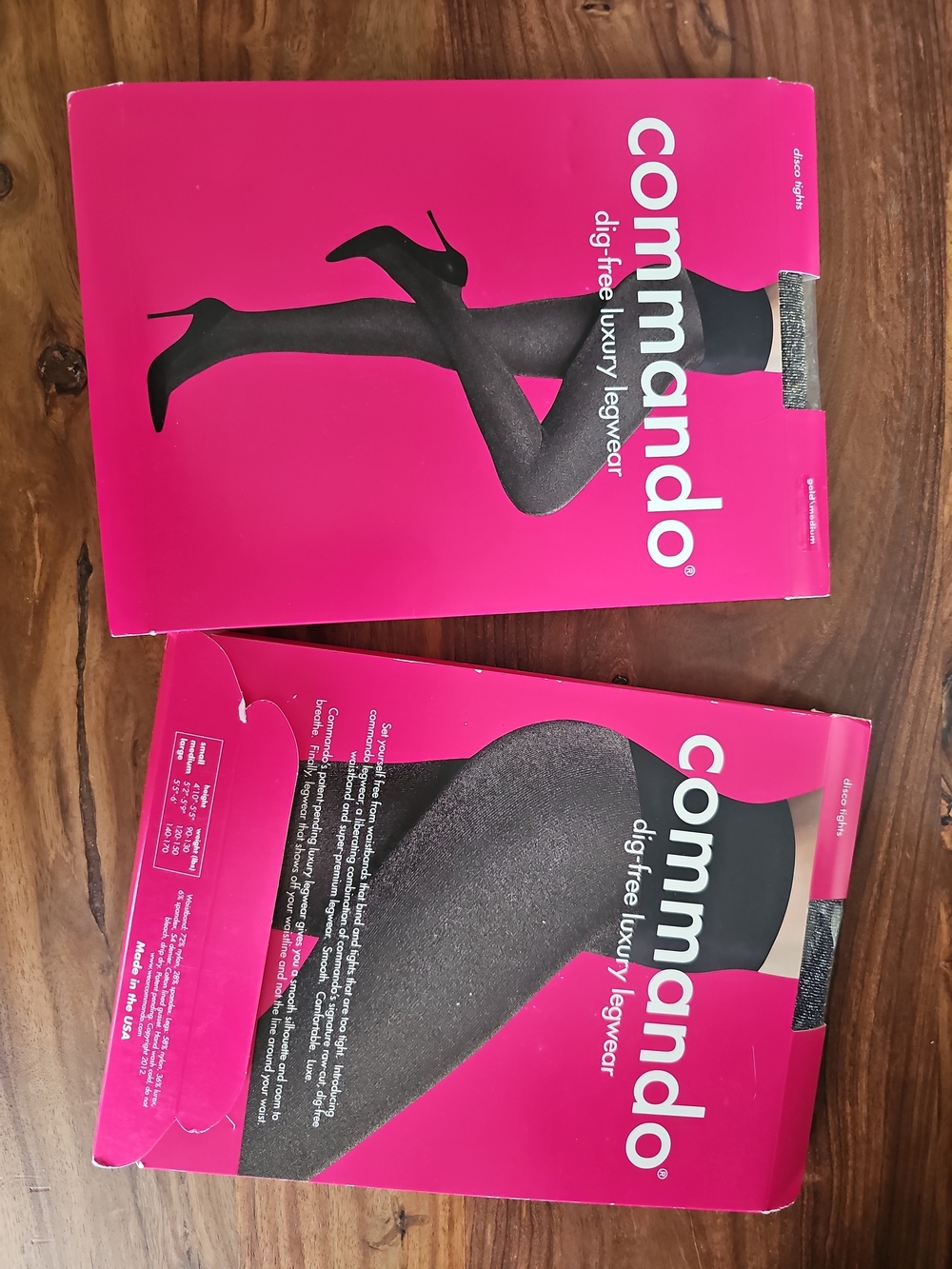 Commando Dig Free Luxury Legwear Disco Tights 2 Pairs In Gold And In Silver Sz M